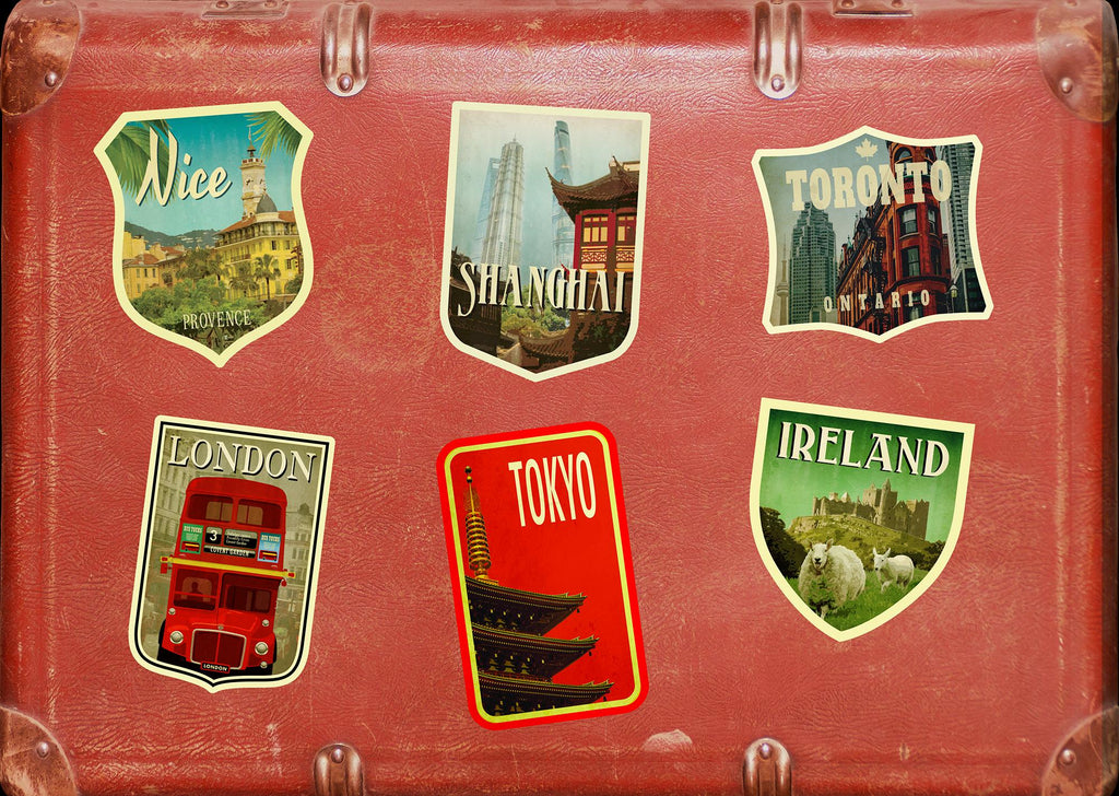 Shangai travel sticker, vintage style decal for suitcase, luggage, laptop or water bottle