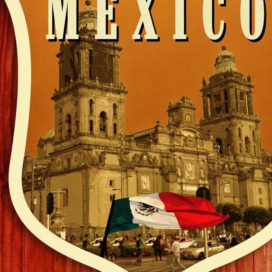 Mexico travel sticker, vintage style decal for suitcase, luggage, car, laptop or water bottle
