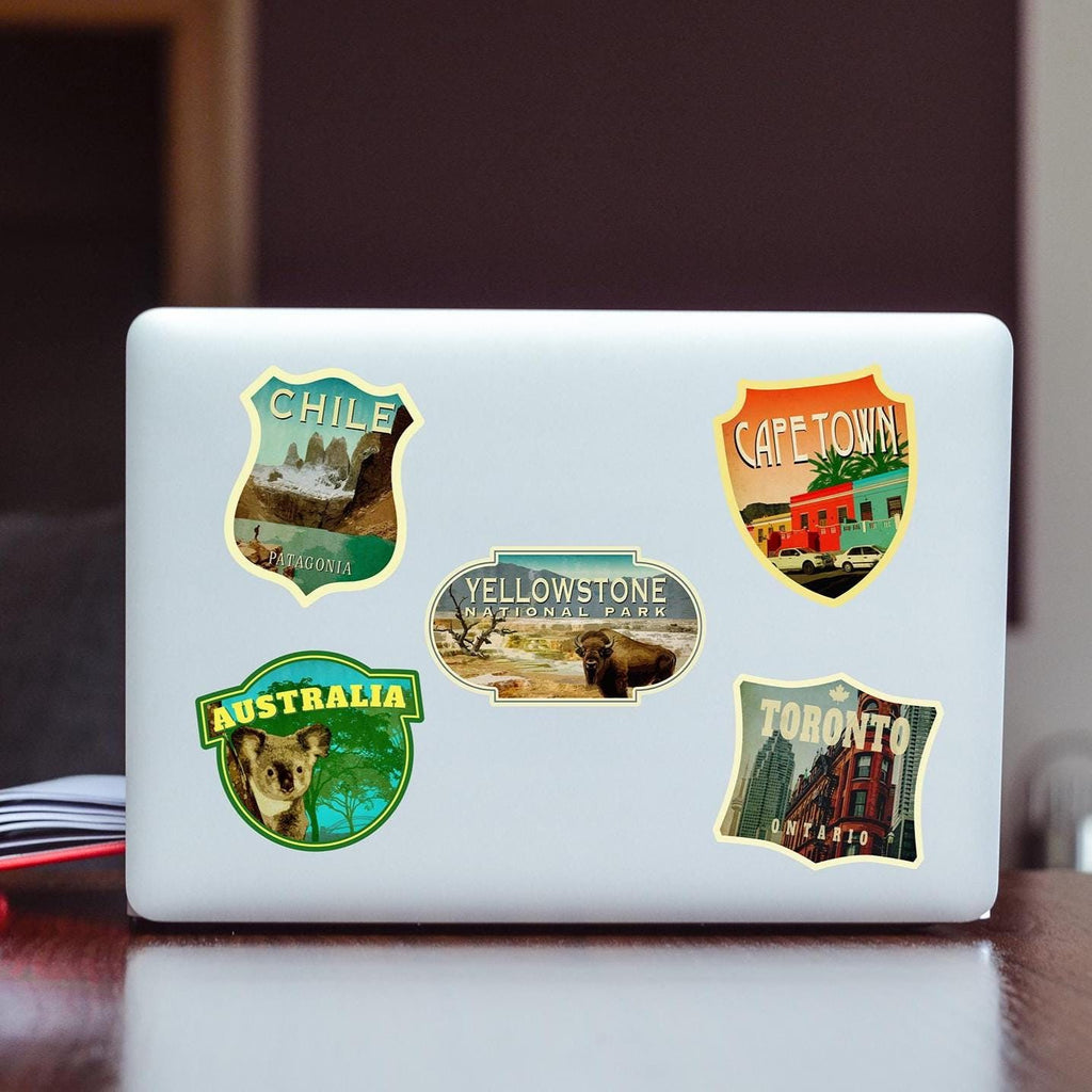 Yellowstone Travel Sticker: Retro Suitcase Laptop Decal - Wanderlust Gift