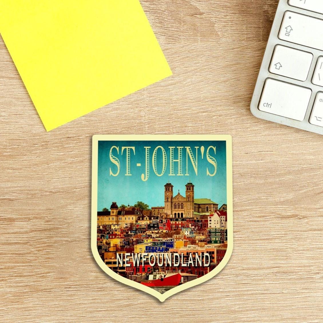 St John's Newfoundland Travel Sticker: Vintage Suitcase Decal