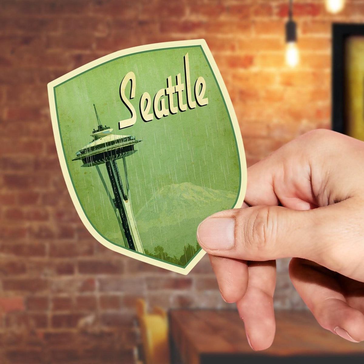 Seattle travel sticker, vintage style decal for suitcase, luggage, laptop or water bottle