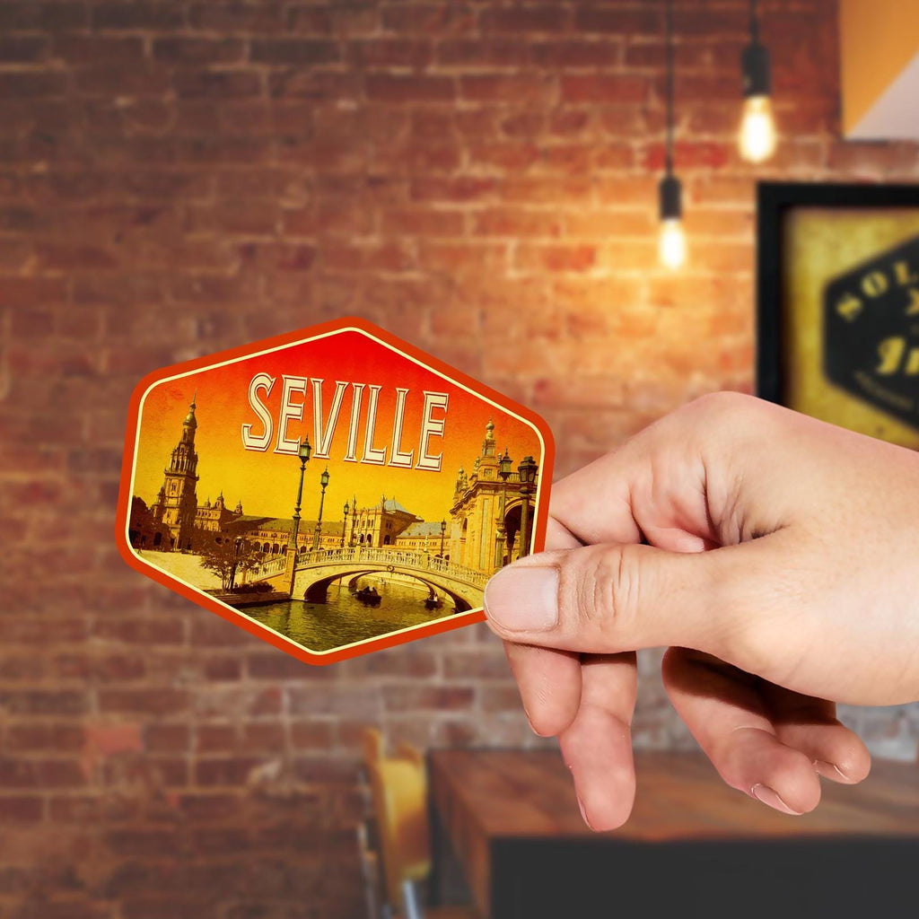 Seville Spain Travel Sticker: Vintage style Suitcase Decal