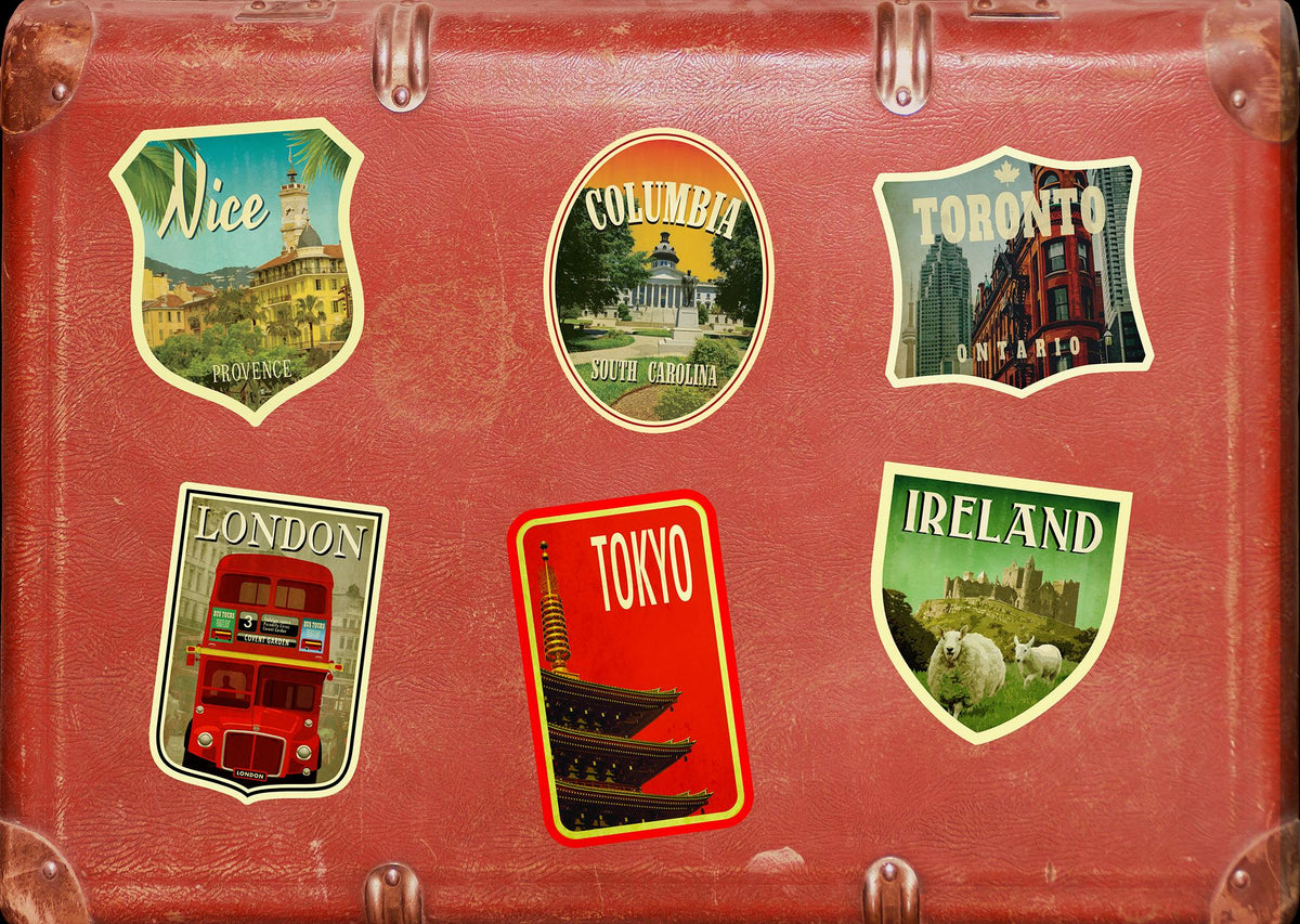 Columbia SC travel sticker, vintage style decal for suitcase
