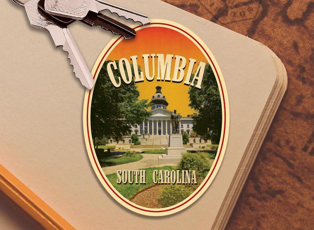Columbia SC travel sticker, vintage style decal for suitcase