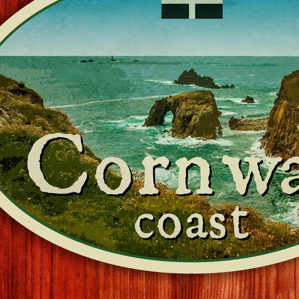 Cornwall England Travel Sticker: Vintage Suitcase Decal