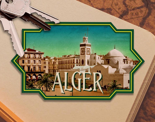 Alger, Algeria travel sticker, vintage style decal for suitcase, luggage, laptop or water bottle