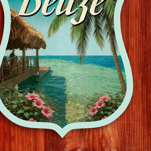 Belize travel sticker, vintage-style decal for suitcase, travel gift bag