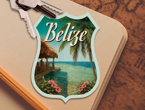 Belize travel sticker, vintage-style decal for suitcase, travel gift bag