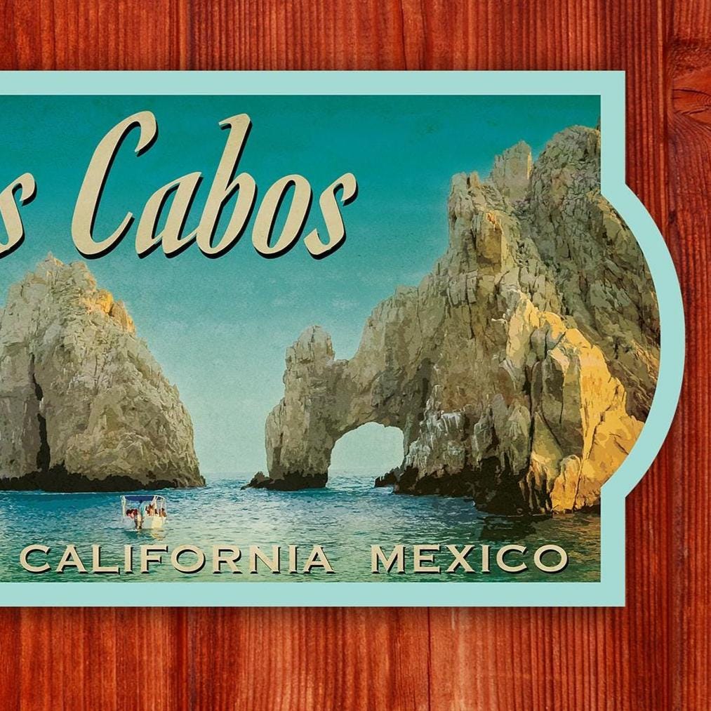 Los Cabos, Mexico, travel sticker, vintage-style decal and travel gift