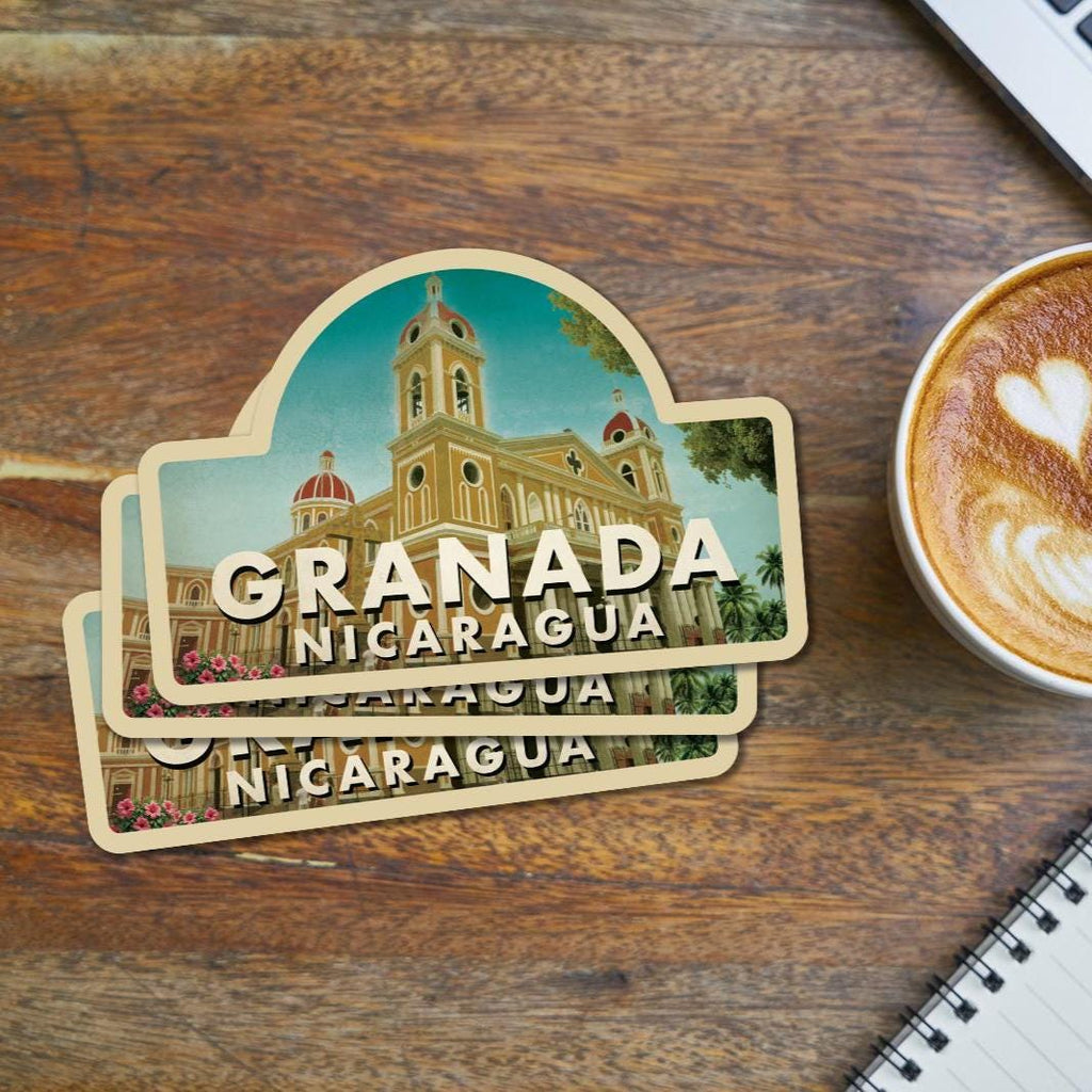 Granada, Nicaragua travel sticker, vintage-style decal & travel gift
