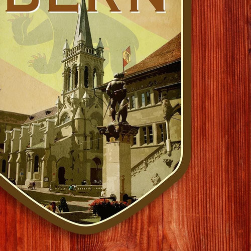 Bern Switzerland Travel Sticker: Vintage=style Luggage, Laptop Decal