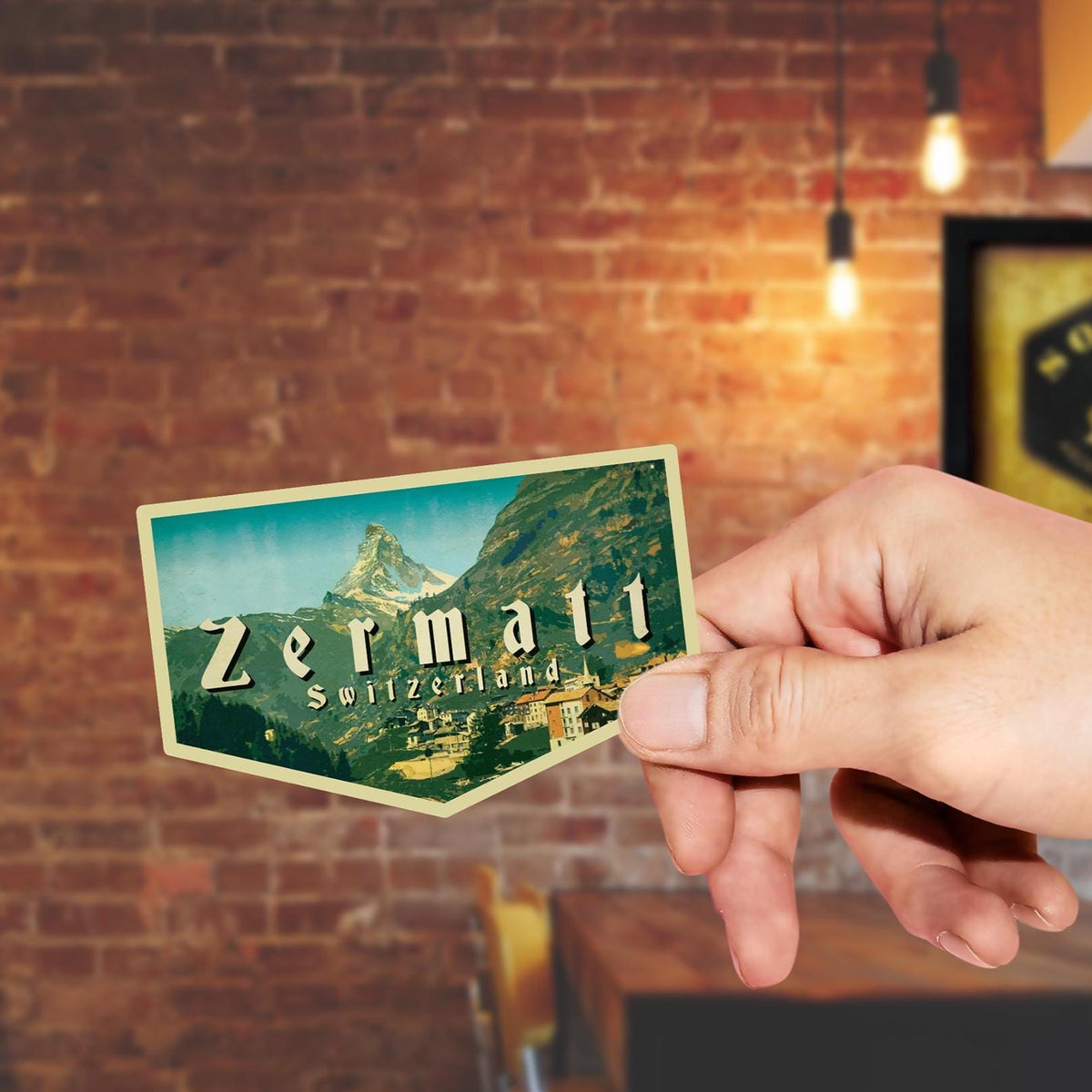 Zermatt, Switzerland Travel Sticker: Vintage-style Luggage, Laptop Mattherhorn Decal