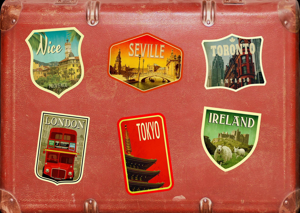 Seville Spain Travel Sticker: Vintage style Suitcase Decal