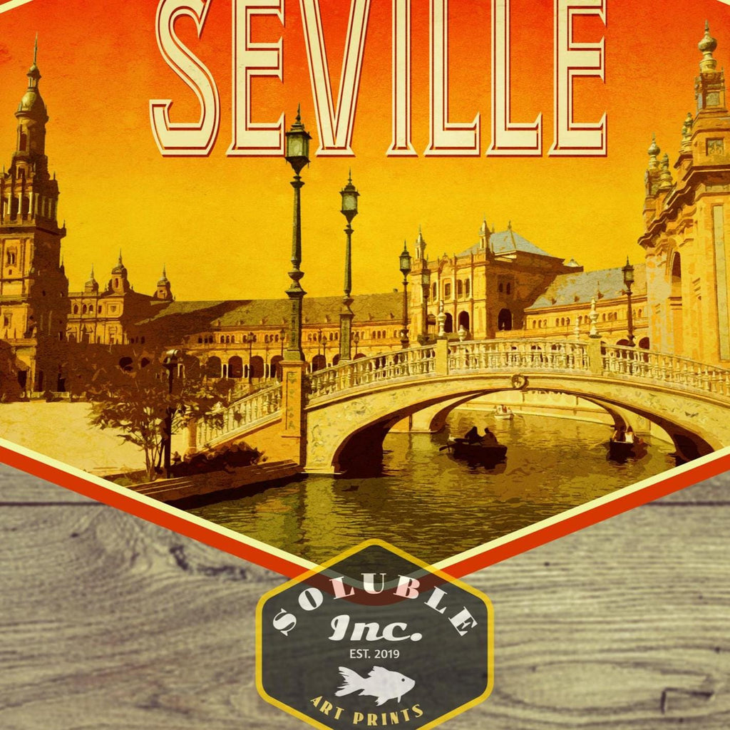 Seville Spain Travel Sticker: Vintage style Suitcase Decal