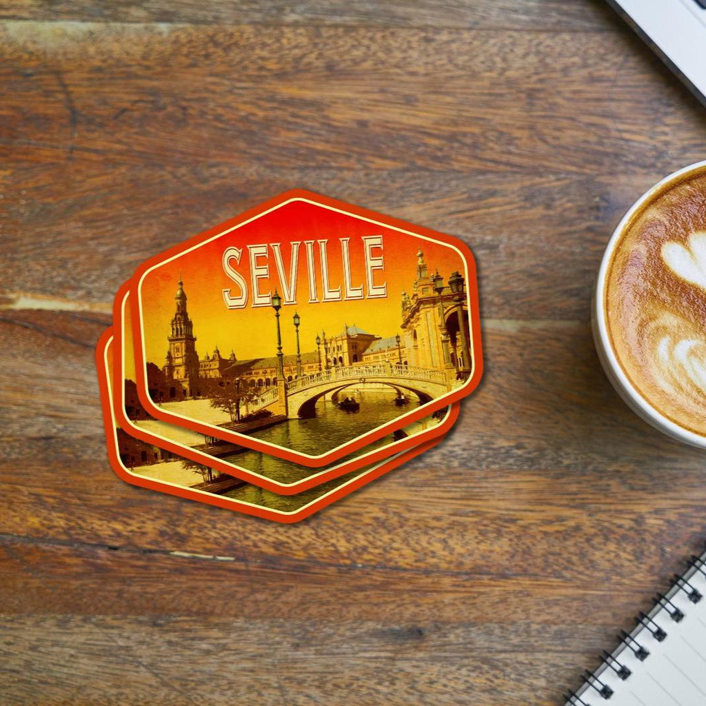 Seville Spain Travel Sticker: Vintage style Suitcase Decal