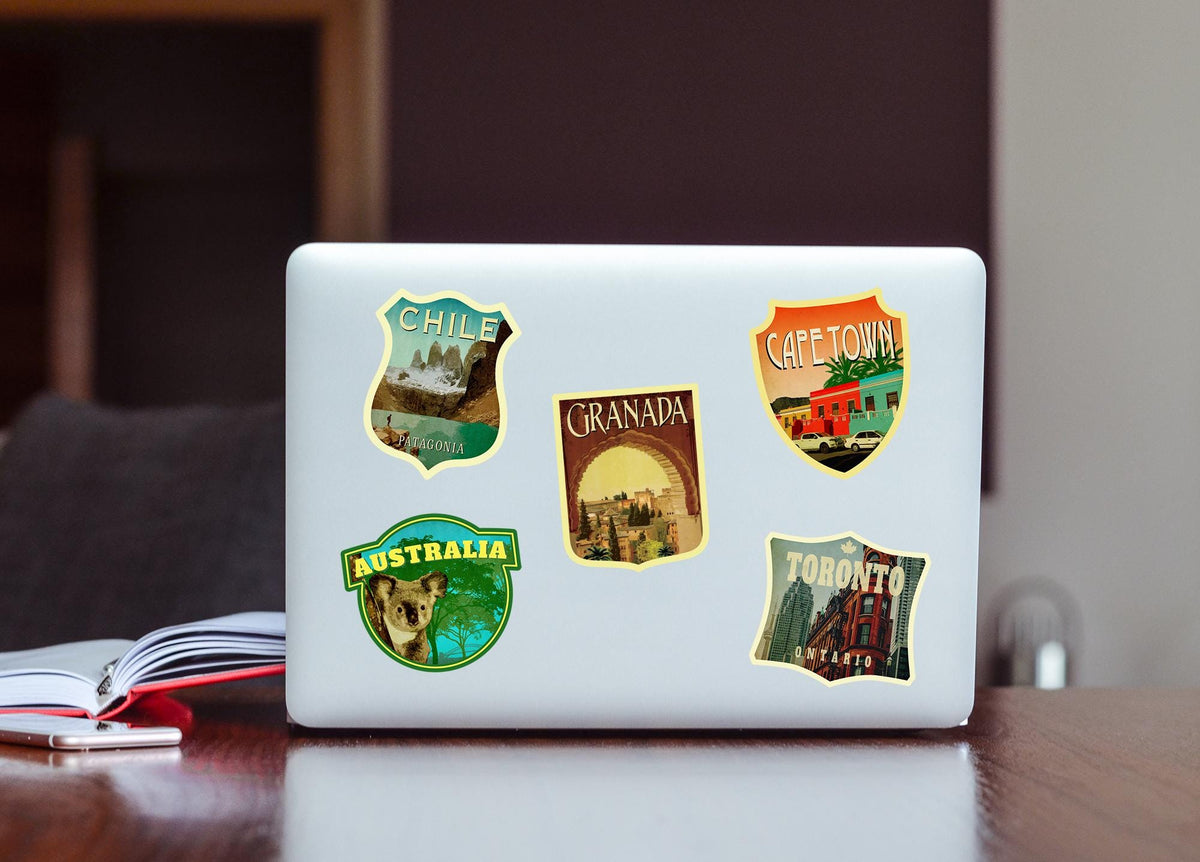 Granada Spain Travel Sticker: Vintage Suitcase Decal