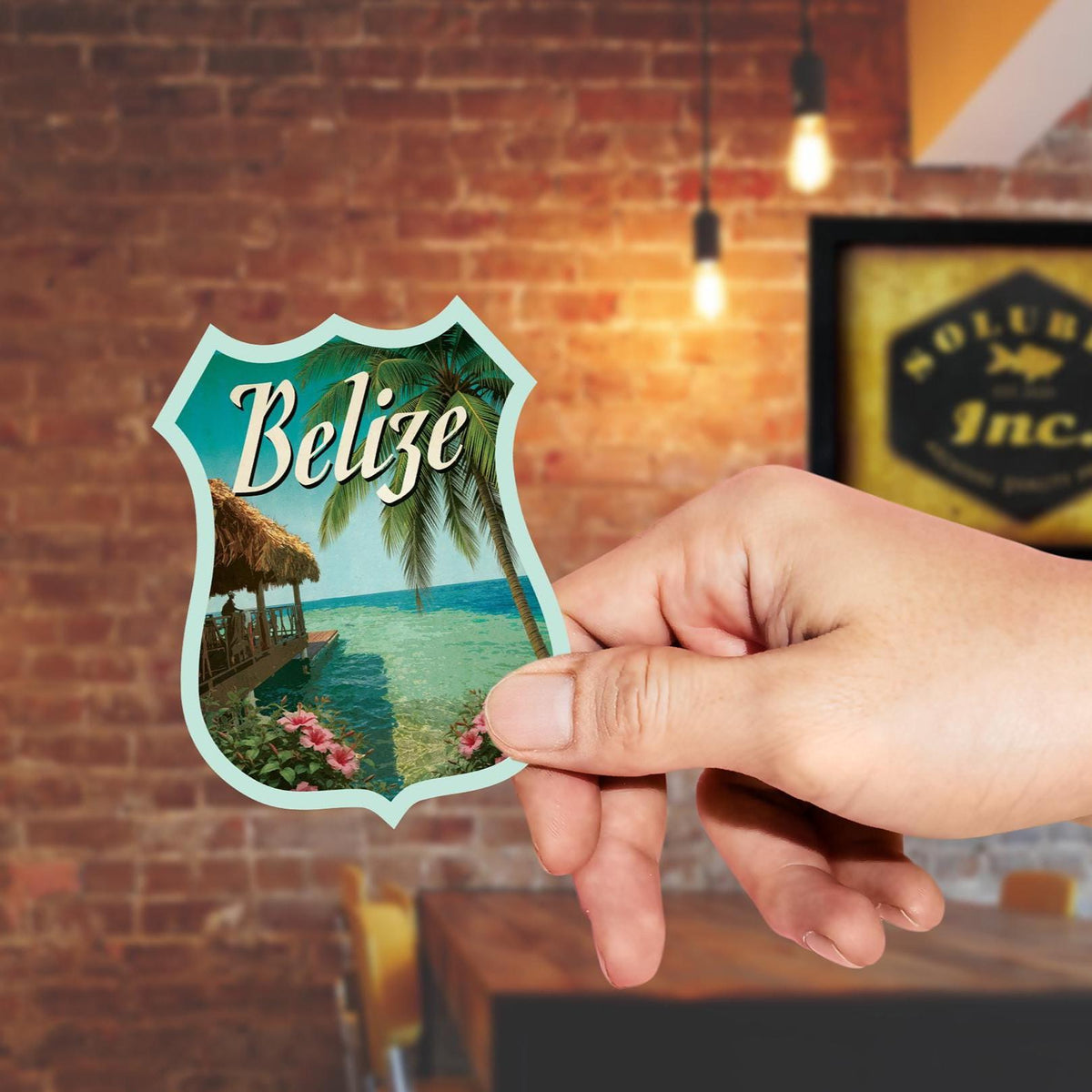Belize travel sticker, vintage-style decal for suitcase, travel gift bag
