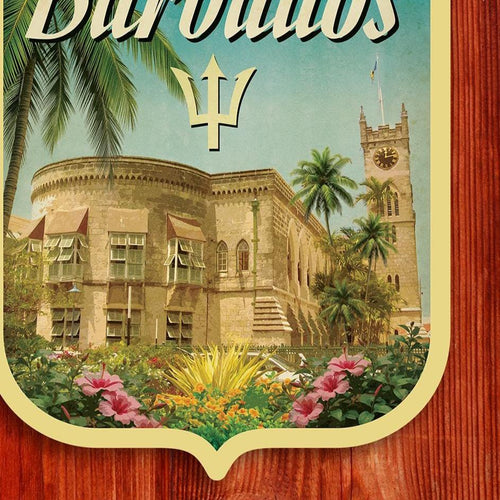 Barbados travel sticker, vintage-style decal for suitcase, travel gift bag