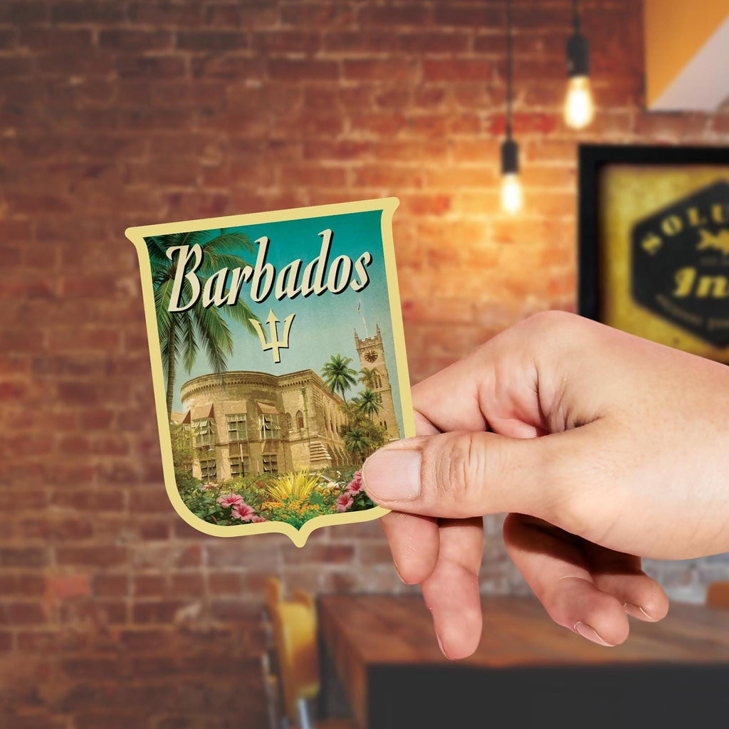 Barbados travel sticker, vintage-style decal for suitcase, travel gift bag