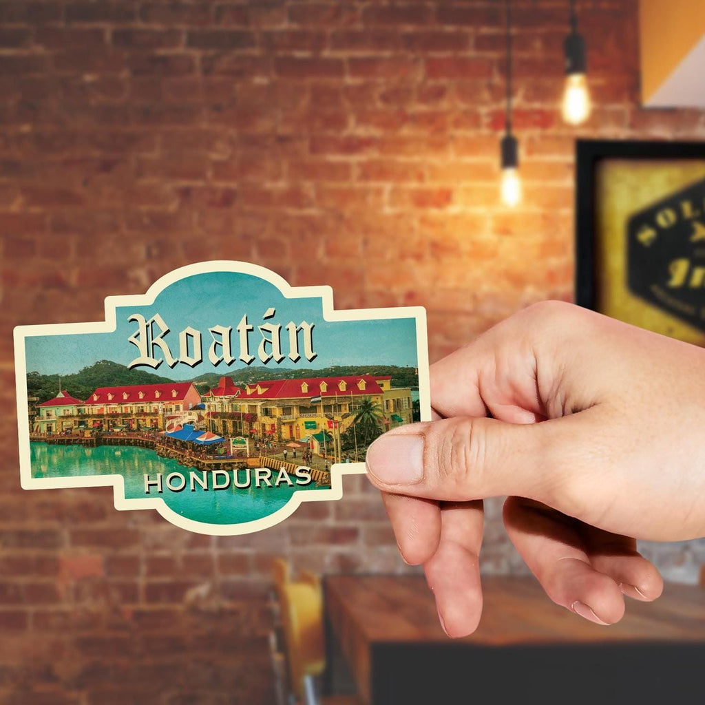 Roatan, Honduras travel sticker, vintage style decal for suitcase, luggage, laptop or water bottle