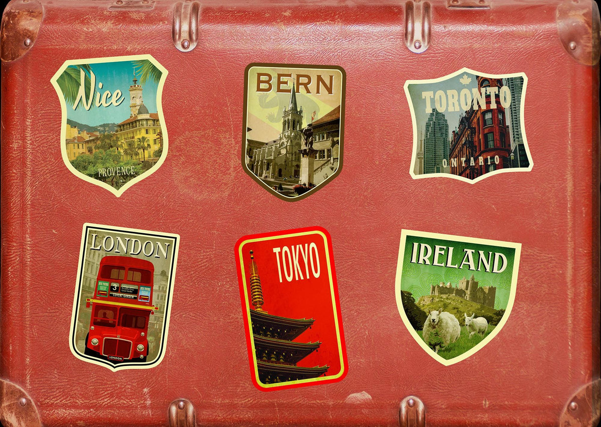 Bern Switzerland Travel Sticker: Vintage=style Luggage, Laptop Decal