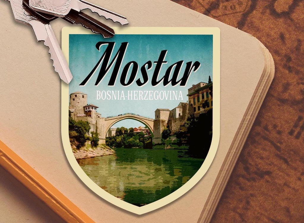 Mostar Bosnia Herzegovina Vintage Travel Sticker