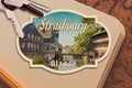 Strasbourg,  France Travel Sticker: Vintage Luggage Decal