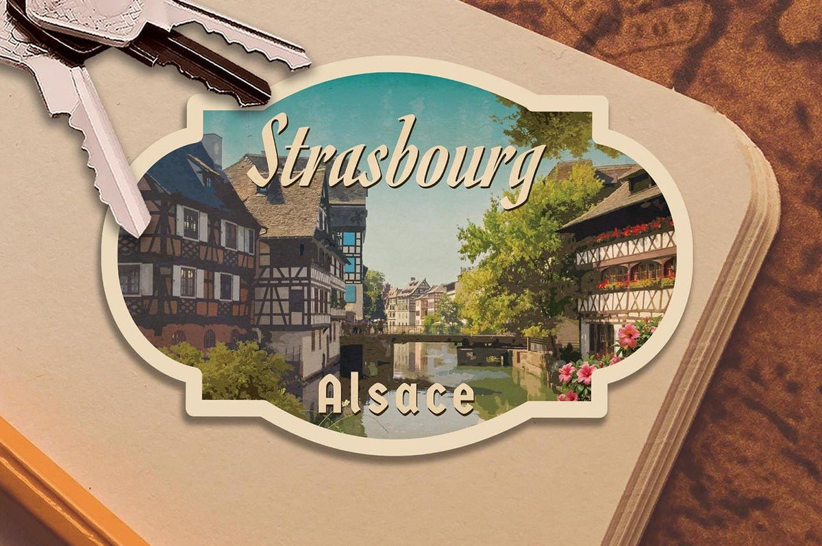 Strasbourg,  France Travel Sticker: Vintage Luggage Decal
