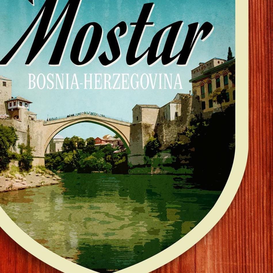 Mostar Bosnia Herzegovina Vintage Travel Sticker