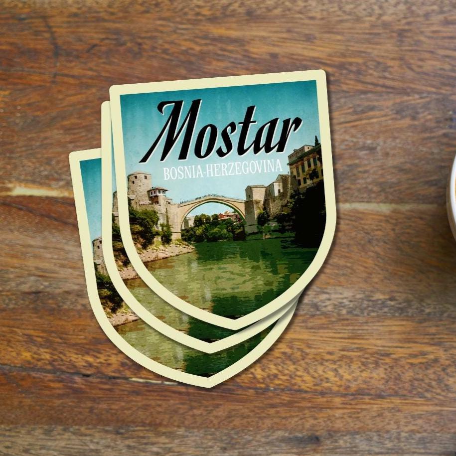 Mostar Bosnia Herzegovina Vintage Travel Sticker