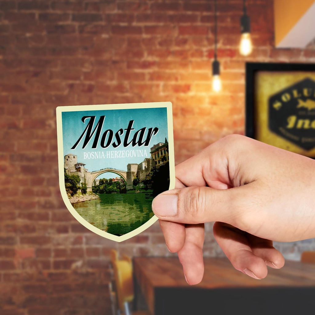 Mostar Bosnia Herzegovina Vintage Travel Sticker