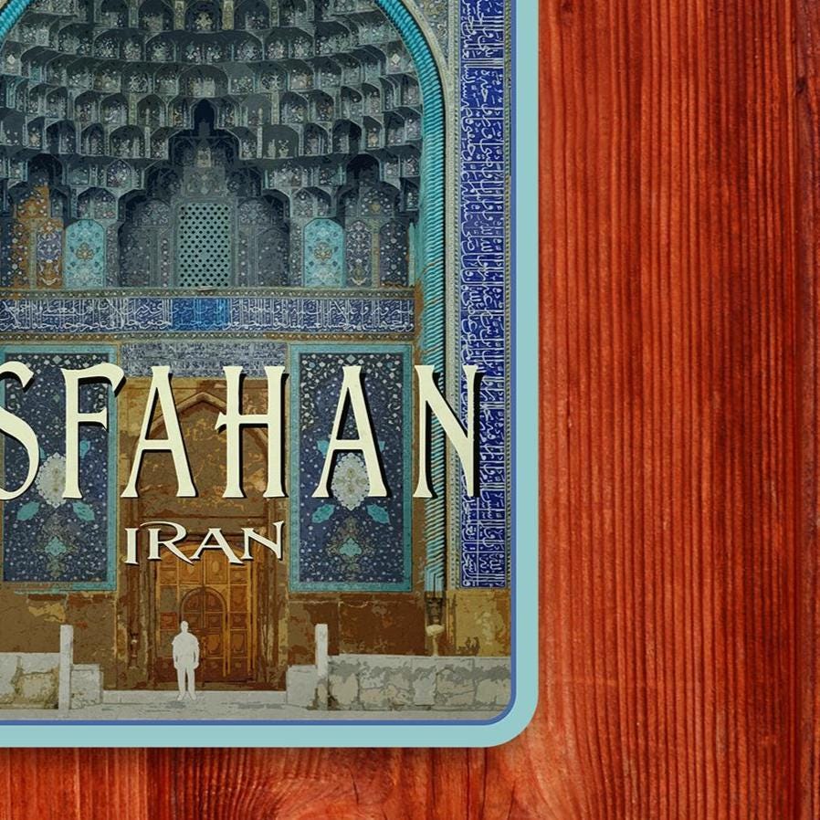 Isfahan Travel sticker, vintage-style decal and travel gift