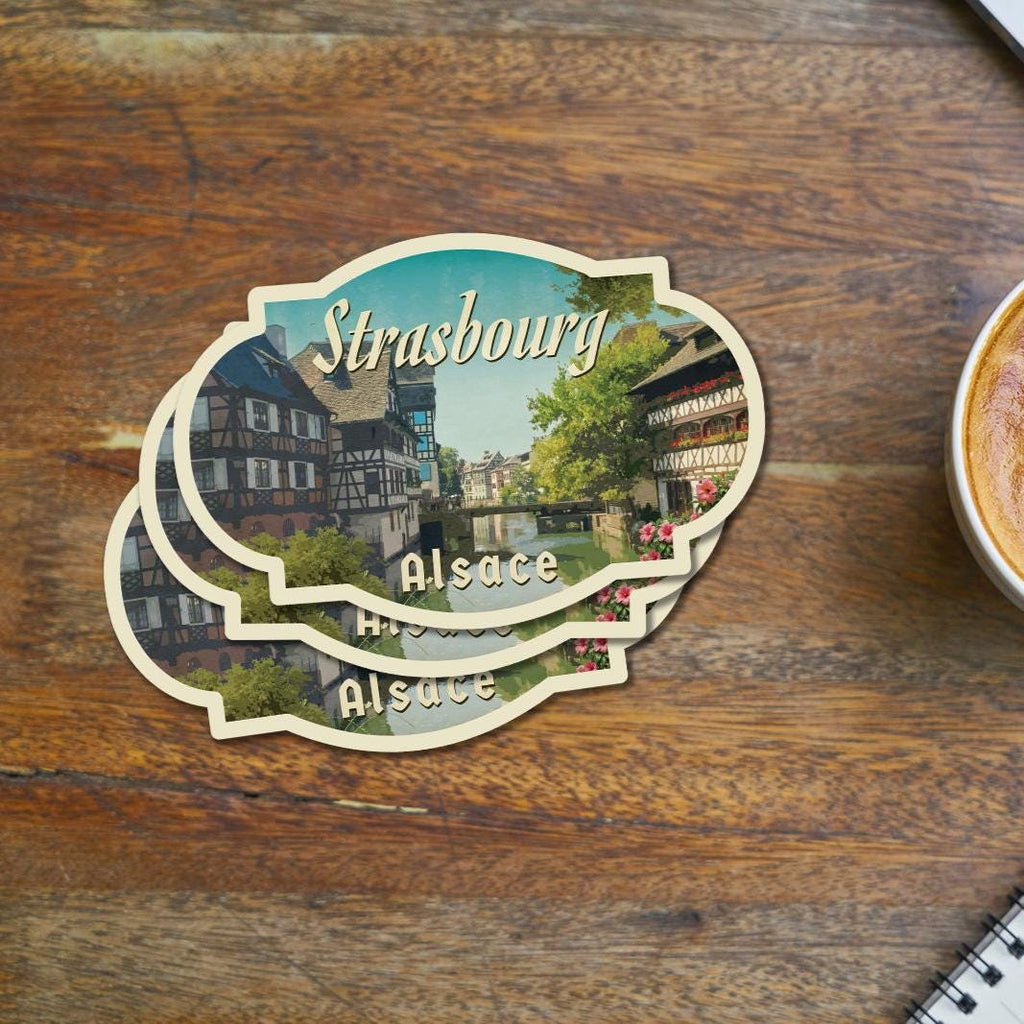 Strasbourg,  France Travel Sticker: Vintage Luggage Decal
