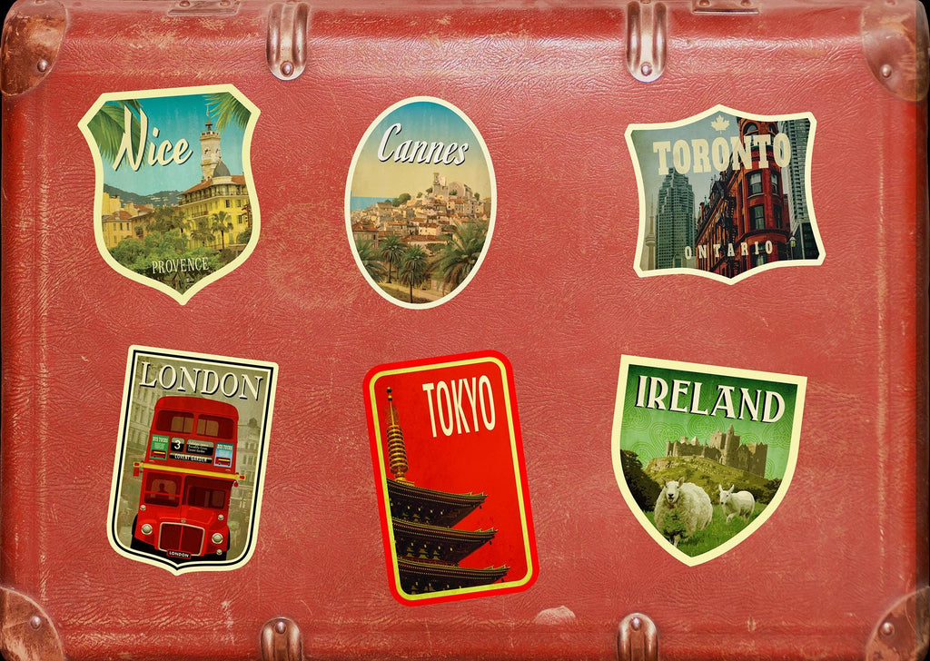 Cannes France Travel Sticker: Vintage Suitcase Luggage Decal