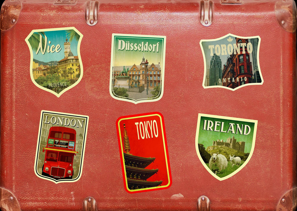 Dusseldorf Germany Travel Sticker: Vintage-style Suitcase Decal