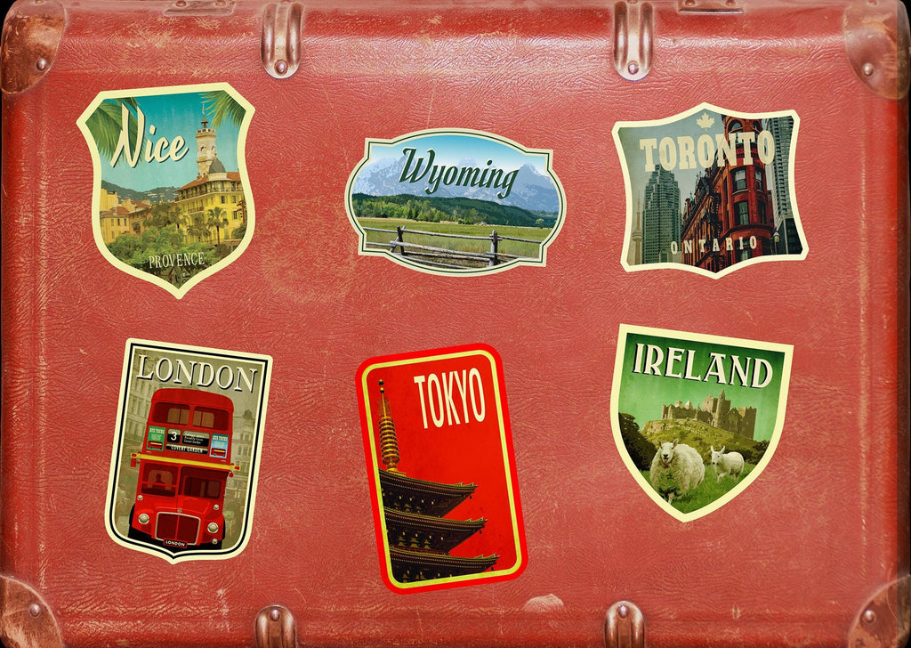 Wyoming travel sticker, vintage style decal for suitcase, luggage, laptop or water bottle