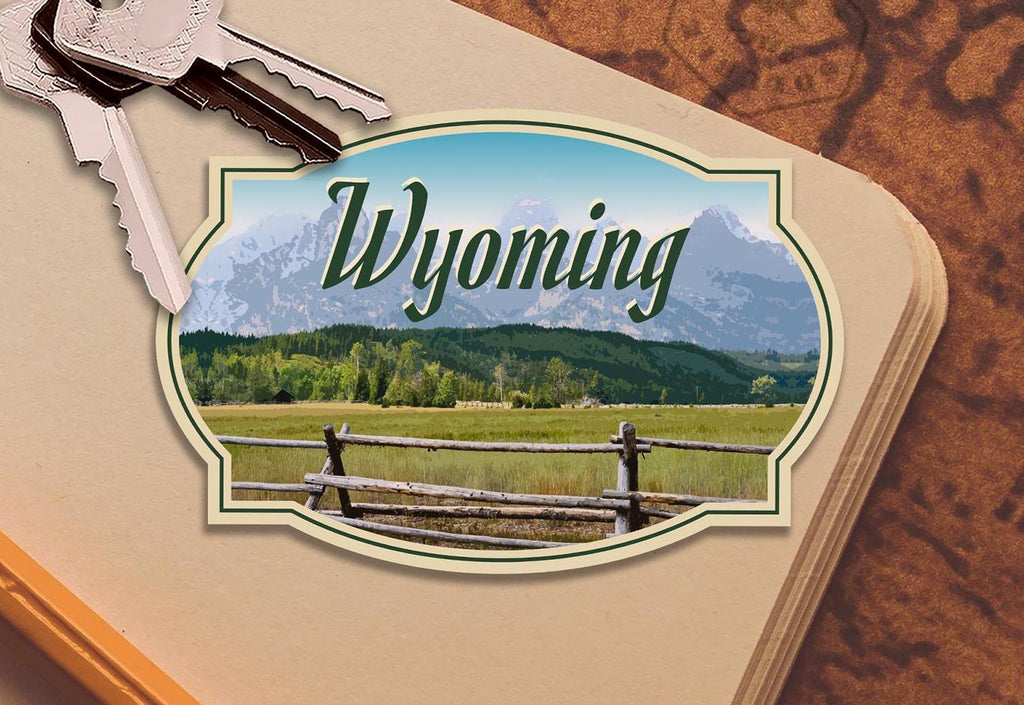 Wyoming travel sticker, vintage style decal for suitcase, luggage, laptop or water bottle