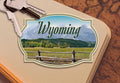 Wyoming travel sticker, vintage style decal for suitcase, luggage, laptop or water bottle