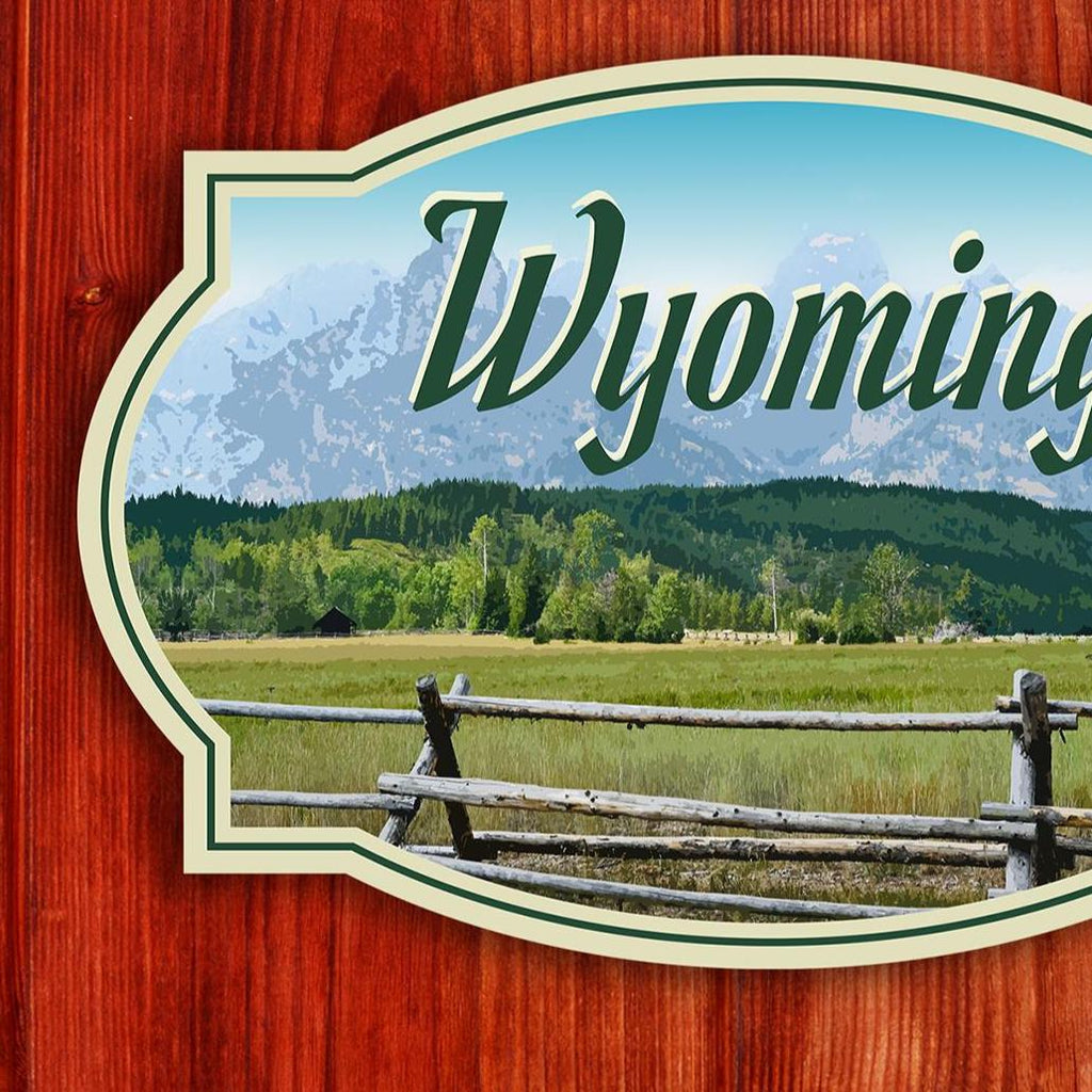 Wyoming travel sticker, vintage style decal for suitcase, luggage, laptop or water bottle