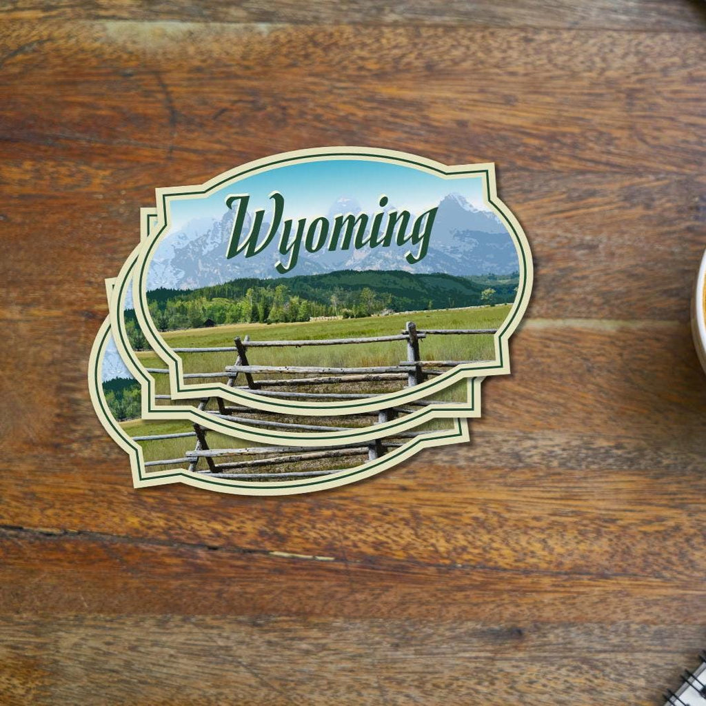 Wyoming travel sticker, vintage style decal for suitcase, luggage, laptop or water bottle