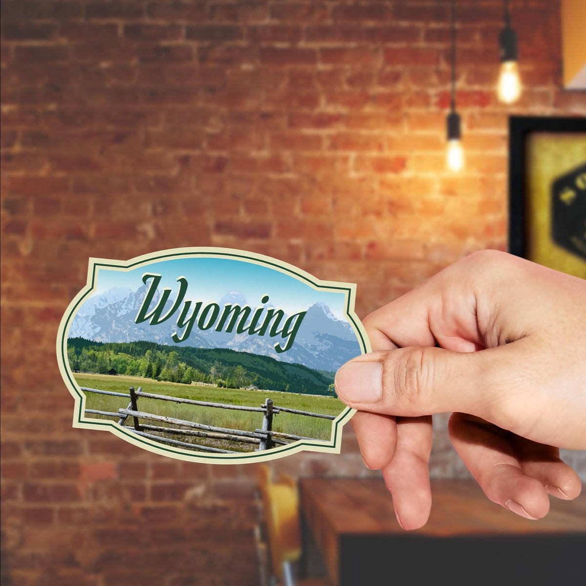 Wyoming travel sticker, vintage style decal for suitcase, luggage, laptop or water bottle