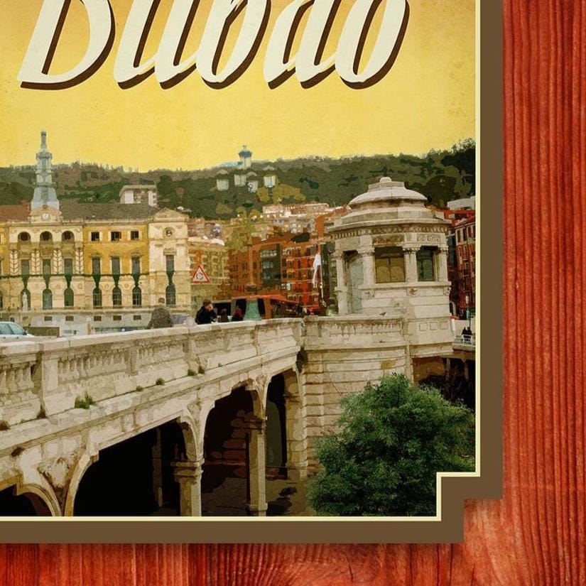 Bilbao Travel Sticker: Vintage-style Spain Luggage Decal