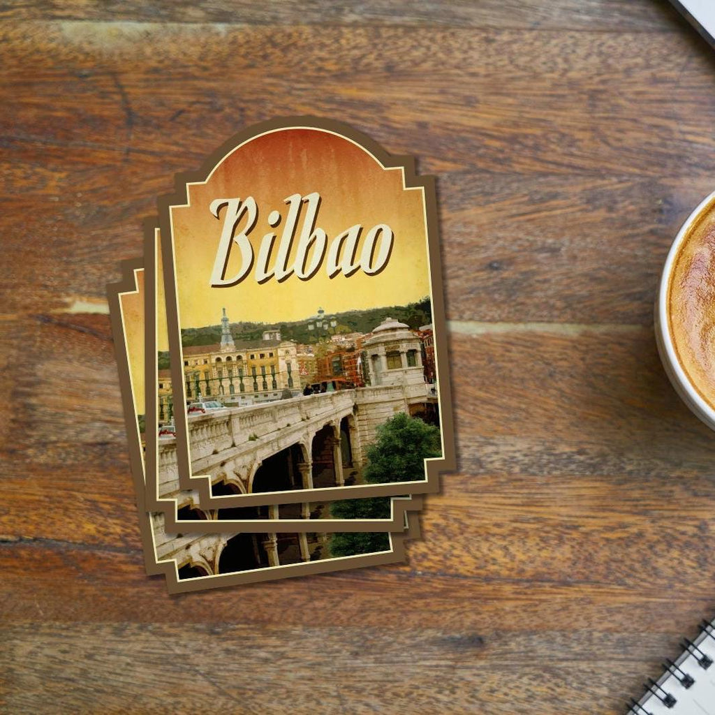 Bilbao Travel Sticker: Vintage-style Spain Luggage Decal