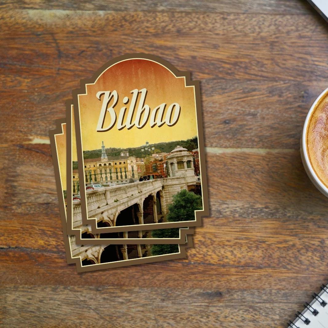 Bilbao Travel Sticker: Vintage-style Spain Luggage Decal