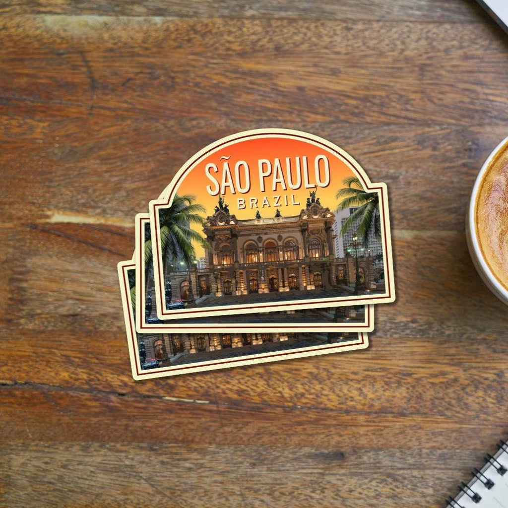 São Paulo, Brazil Travel Sticker: Vintage- style Brazil Luggage Decal