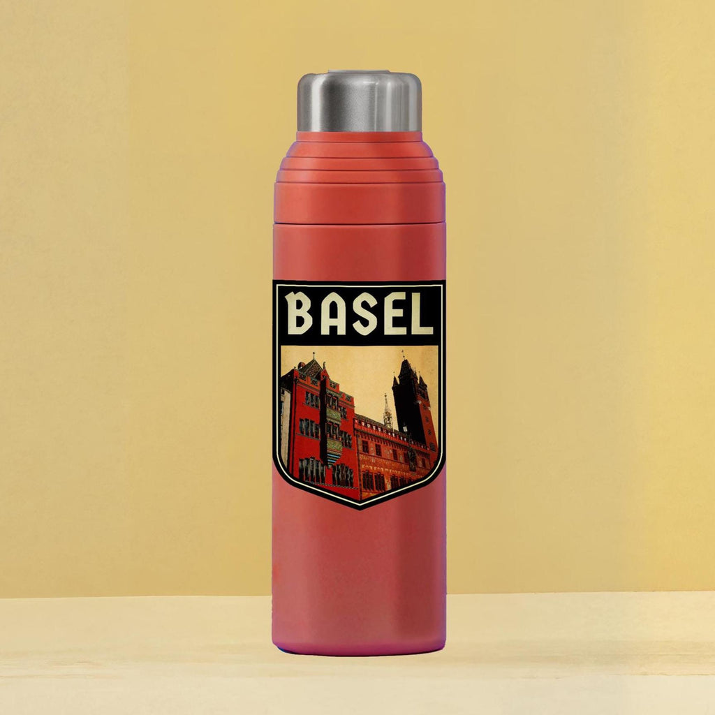 Basel Switzerland Travel Sticker: Vintage-style Luggage, Laptop Decal