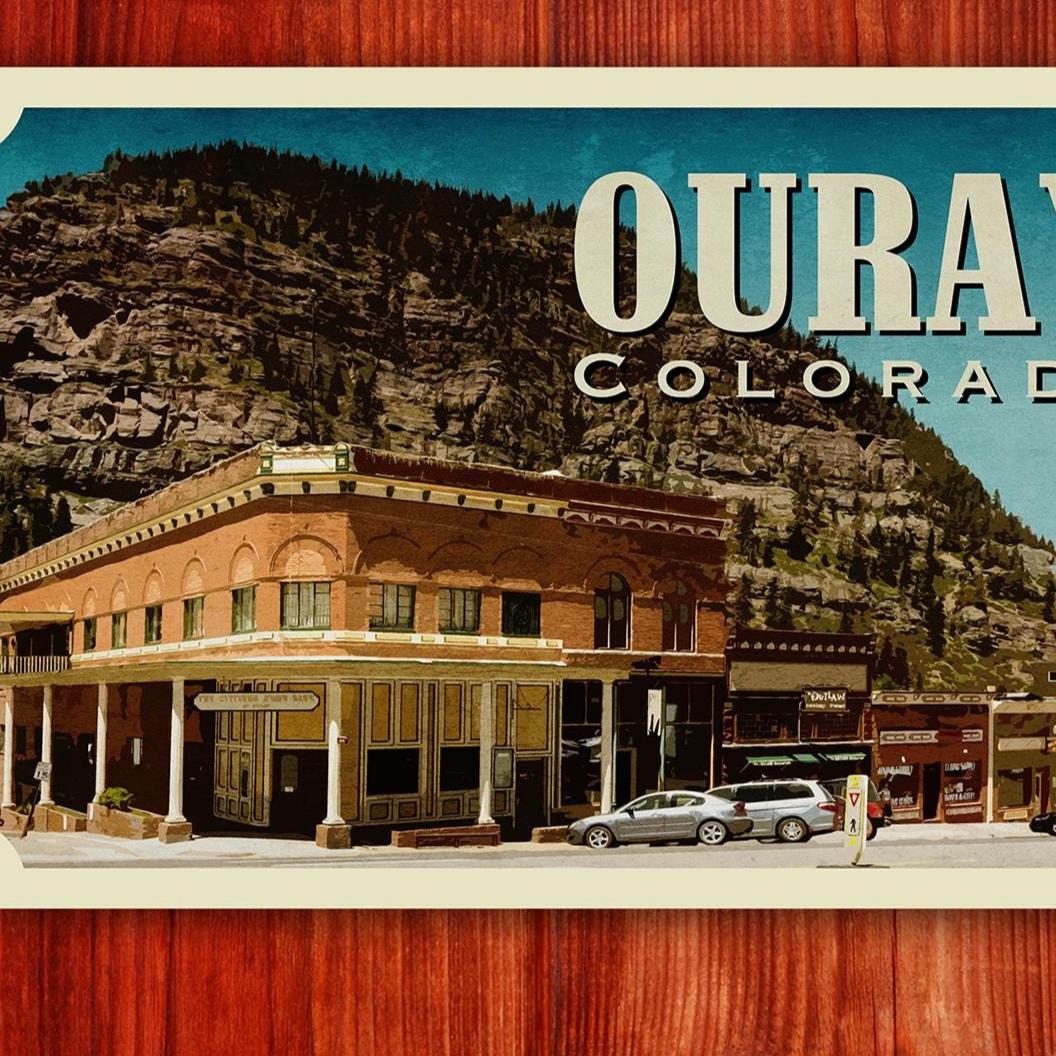 Ouray Colorado travel sticker, vintage style decal for suitcase, luggage, laptop or water bottle