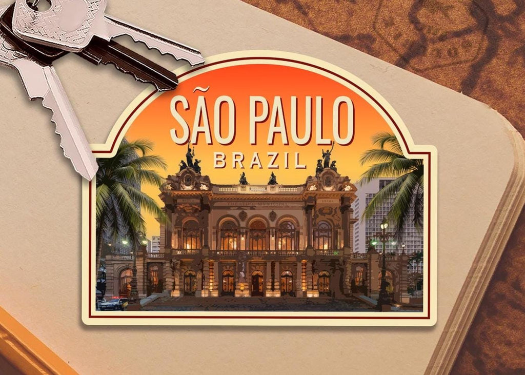 São Paulo, Brazil Travel Sticker: Vintage- style Brazil Luggage Decal