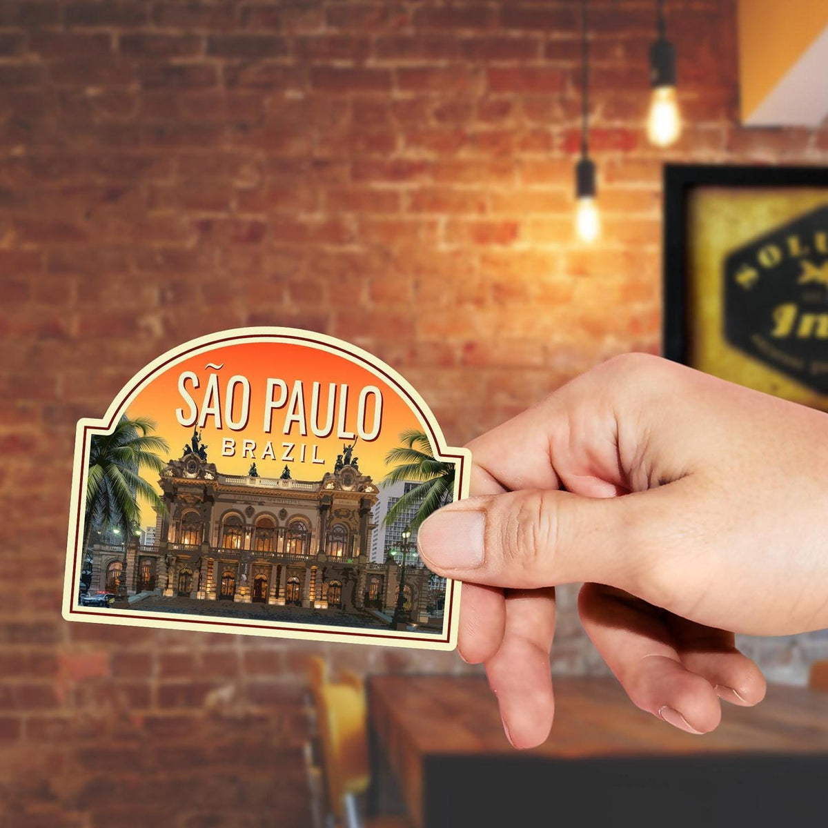 São Paulo, Brazil Travel Sticker: Vintage- style Brazil Luggage Decal