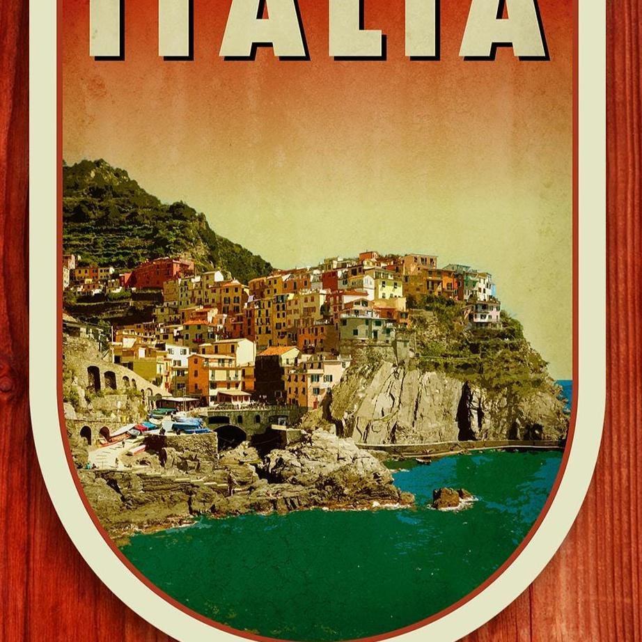 Italy Travel Sticker: Vintage-Style Luggage Decal